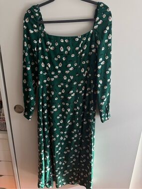 FRNCH Emerald Green Floral Long Sleeve Midi Dress